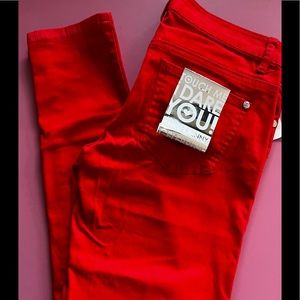 Cute red jeans BRAND NEW NEVER WORN! Stretch light denim. ANKLE SKINNY!